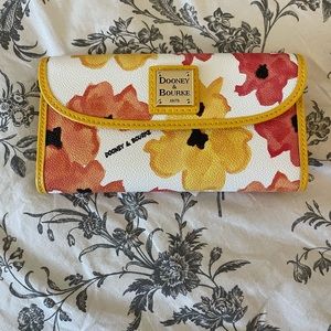 Dooney Bloom Yellow Orange Floral Continental Wallet. Excellent condition